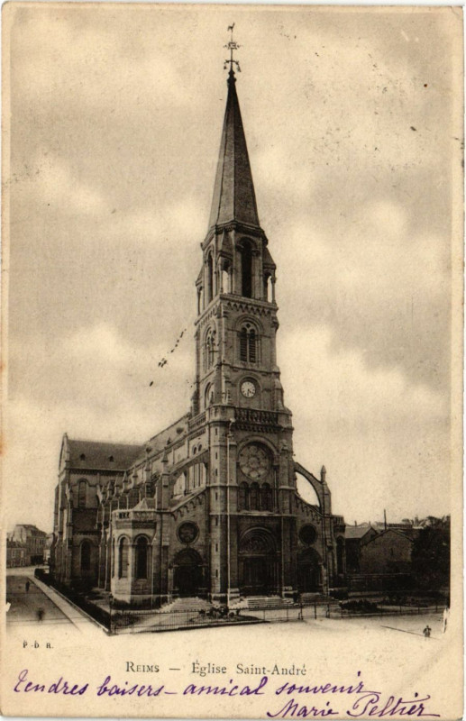 Carte postale ancienne Reims - Eglise Saint-André à Reims