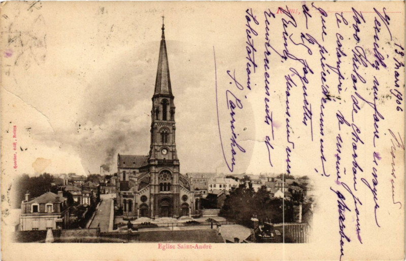 Carte postale ancienne Reims - Eglise Saint-André à Reims