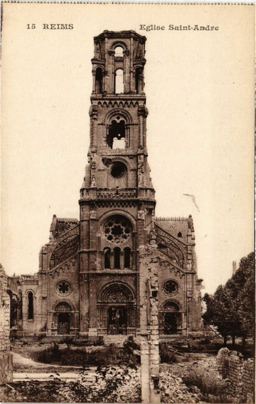 Carte postale ancienne Reims - Eglise Saint-Andre à Reims