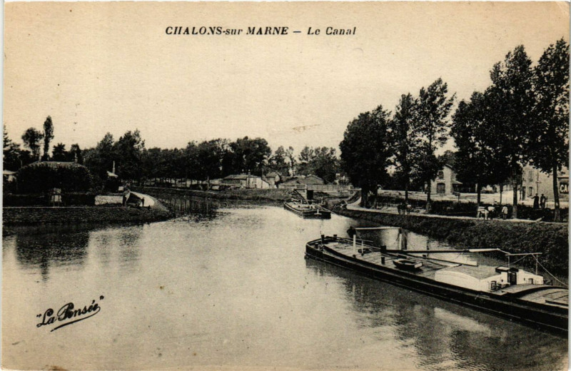 Carte postale ancienne Chalons-sur-Marne - Le Canal