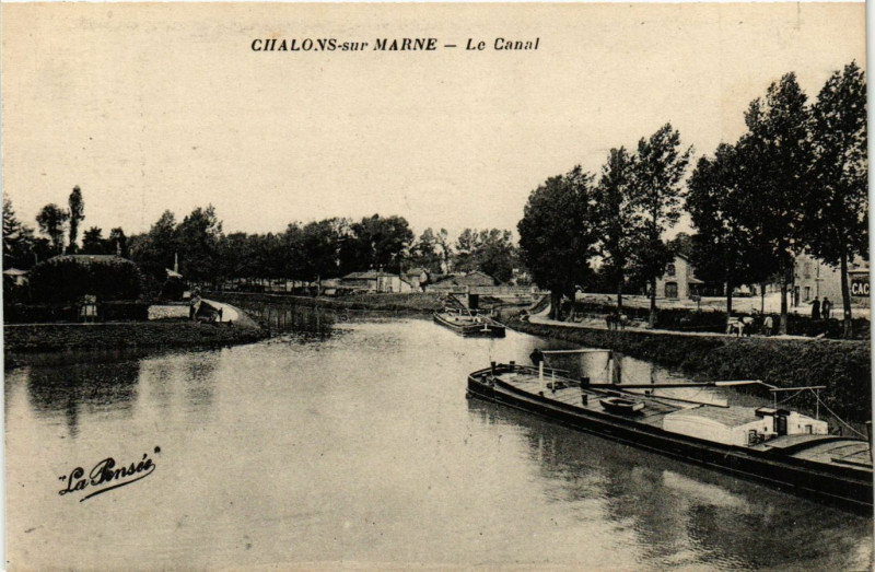 Carte postale ancienne Chalons-sur-Marne - Le Canal