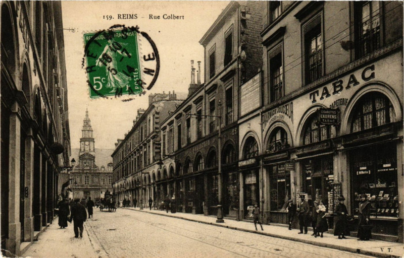 Carte postale ancienne Reims - Rue Colbert à Reims