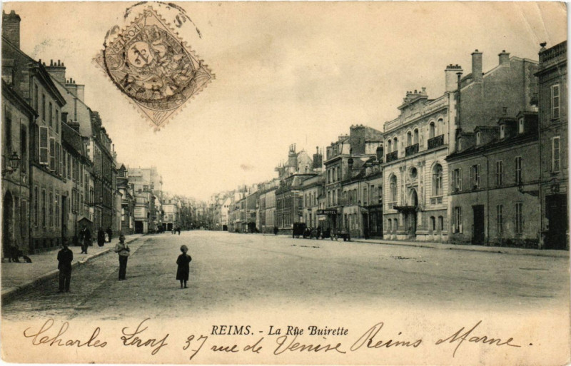Carte postale ancienne Reims - La Rue Buirette à Reims