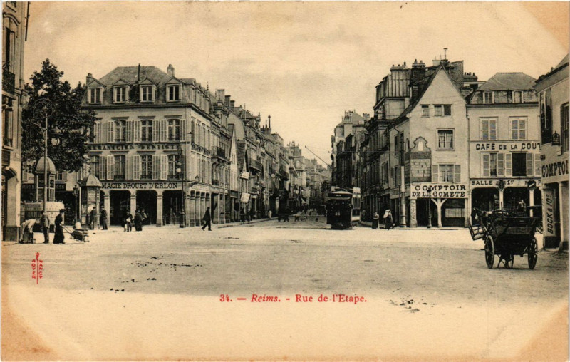 Carte postale ancienne Reims - Rue de l'etape à Reims