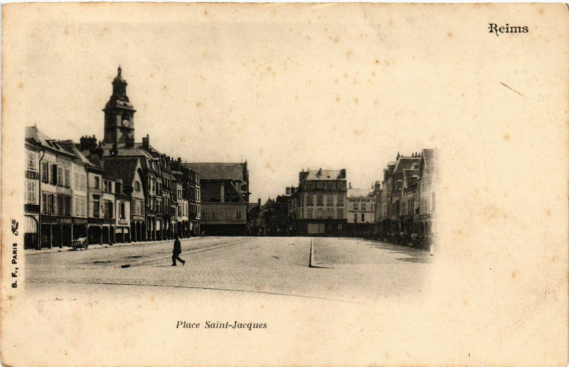 Carte postale ancienne Reims - Place Saint-Jacques à Reims