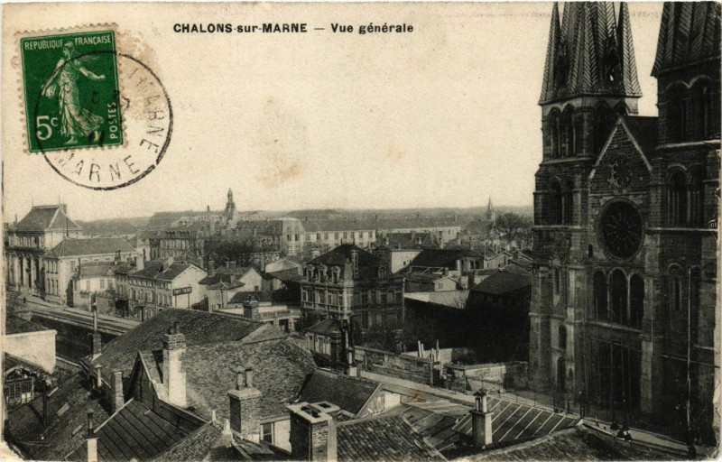 Carte postale ancienne Chalons-sur-Marne - Vue générale