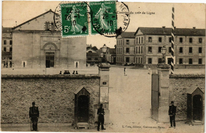 Carte postale ancienne Chalons-sur-Marne - Caserne du 106* de Ligne