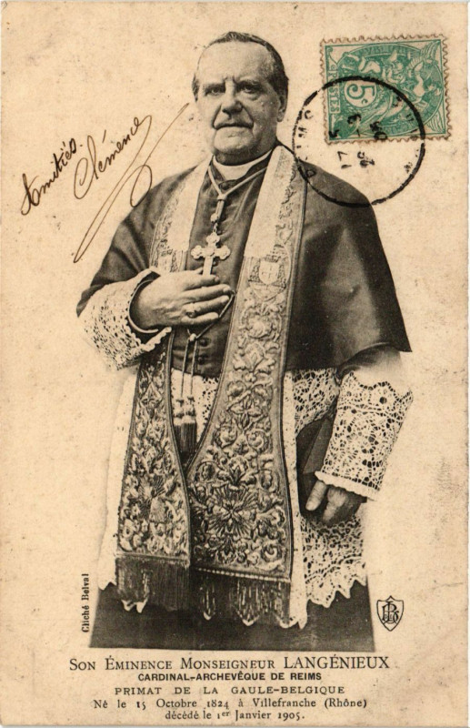 Carte postale ancienne Son eminence Monseigneur Langenieux-Cardinal-Archeveque de Reims à Reims