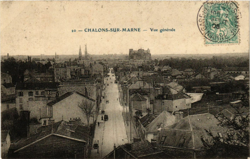 Carte postale ancienne Chalons-sur-Marne - Vue générale