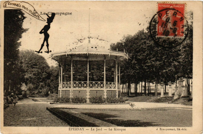 Carte postale ancienne Epernay - Le Jard - Le Kiosque à Épernay