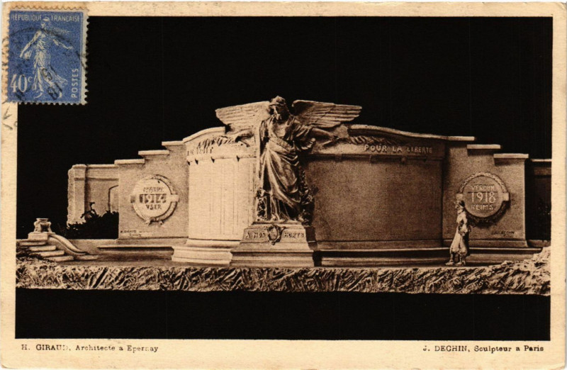 Carte postale ancienne Giraud Architecte a Epernay - Deghin Sculpteur a Paris à Épernay