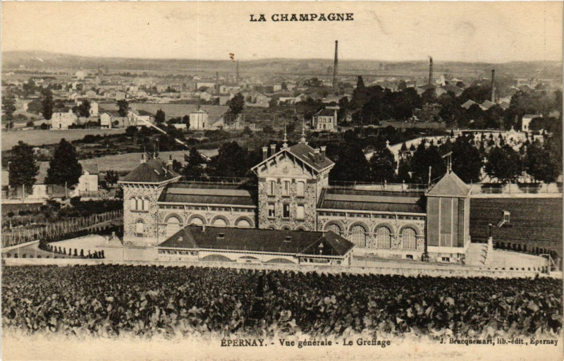 Carte postale ancienne La Campagne - Epernay - Vue générale - Le Greffage à Épernay