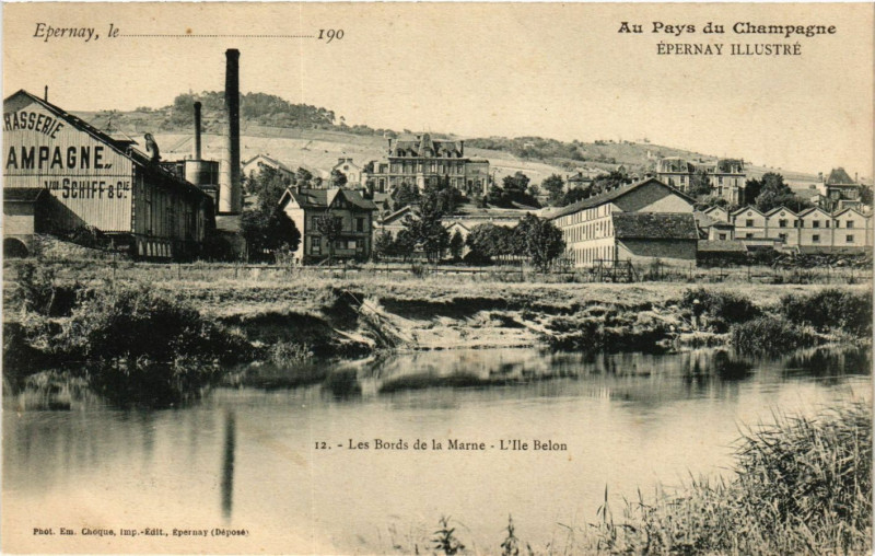 Carte postale ancienne Epernay Illustré - Les Bords de la Marne-L'Ile à Épernay