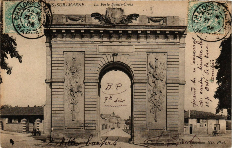 Carte postale ancienne Chalons-sur-Marne - Porte Sainte-Croix