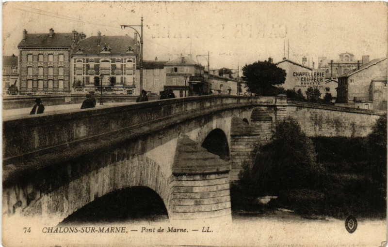 Carte postale ancienne Chalons-sur-Marne - Pont de Marne