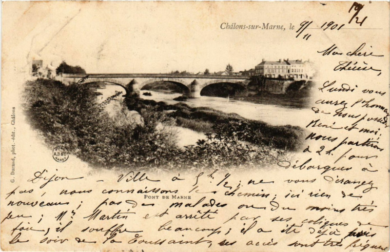 Carte postale ancienne Chalons-sur-Marne le. . . - Pont de Marne