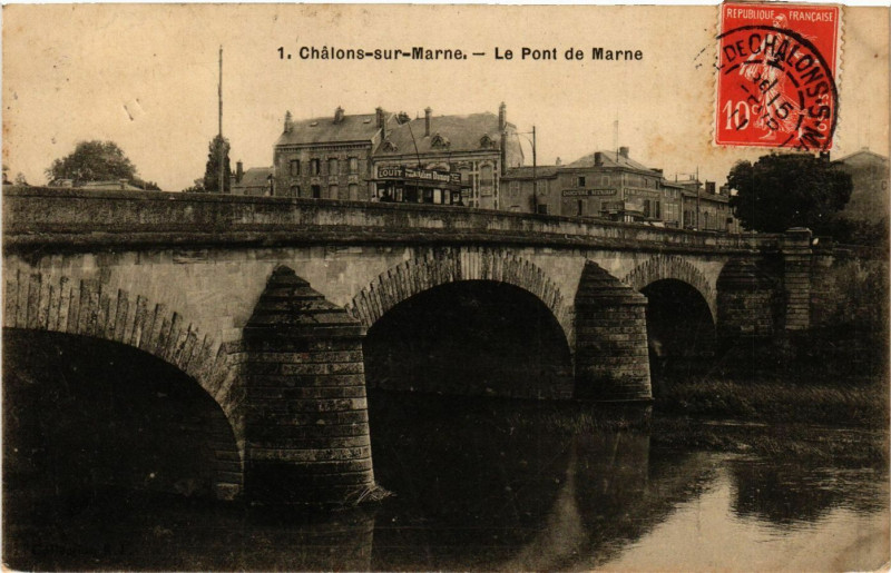 Carte postale ancienne Chalons-sur-Marne - Le Pont de Marne