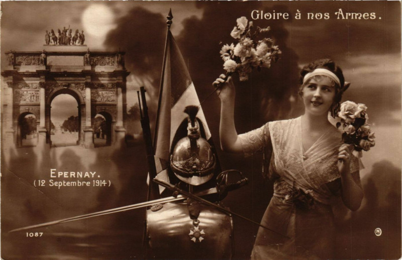 Carte postale ancienne Epernay (12 Septembre 1914) - Gloire a nos Armes à Épernay