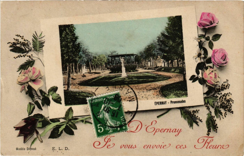 Carte postale ancienne D'Epernay - Je vous envoie ces Fleurs