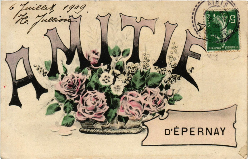 Carte postale ancienne Amitie d'Epernay
