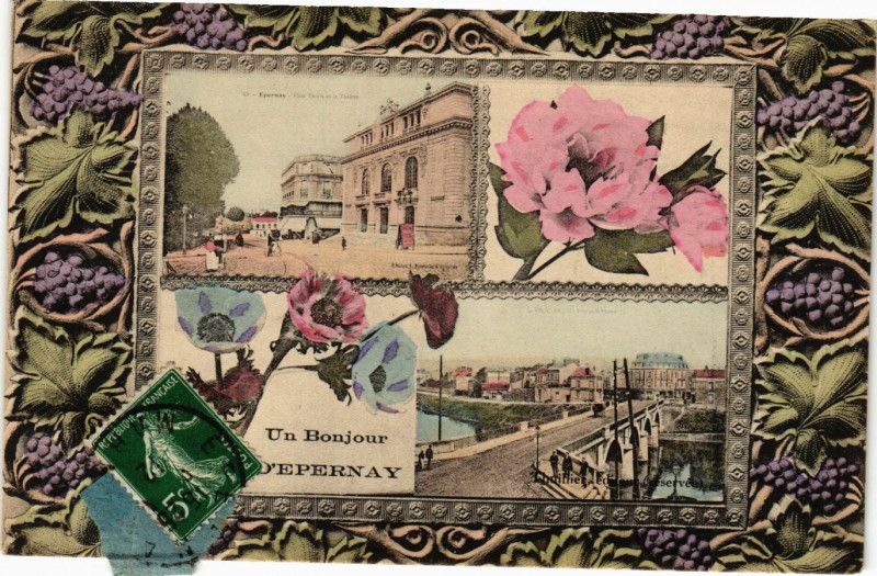 Carte postale ancienne Un Bonjour d'Epernay