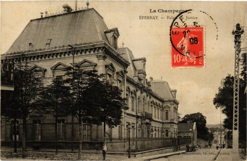 Carte postale ancienne La Champagne - Epernay - Palais de Justice à Épernay
