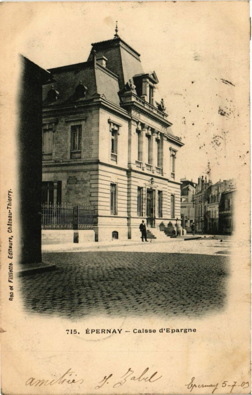 Carte postale ancienne Epernay - Caisse d'Epargne à Épernay