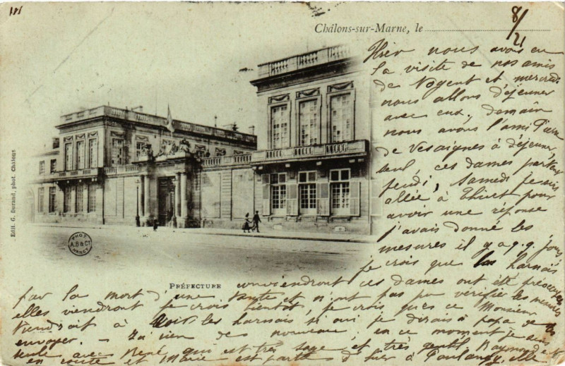 Carte postale ancienne Chalons-sur-Marne le. . . - Prefecture