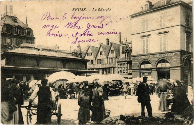 Carte postale ancienne Reims - Le Marche à Reims