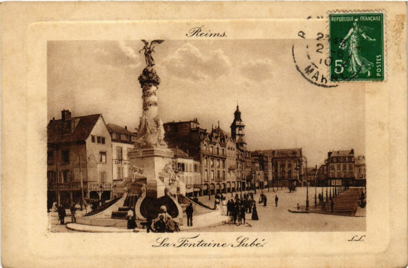 Carte postale ancienne Reims - La Fontaine Sube à Reims