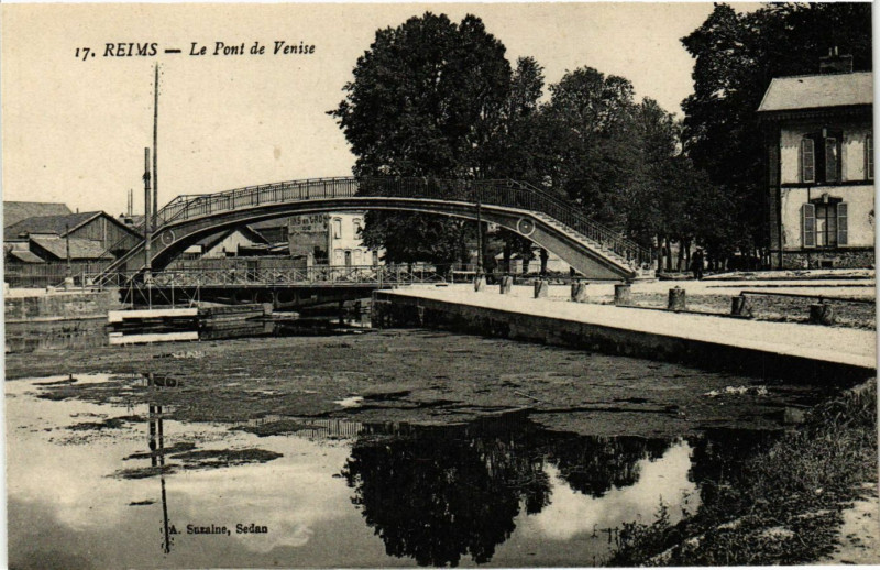 Carte postale ancienne Reims - Le Pont de Venise à Reims