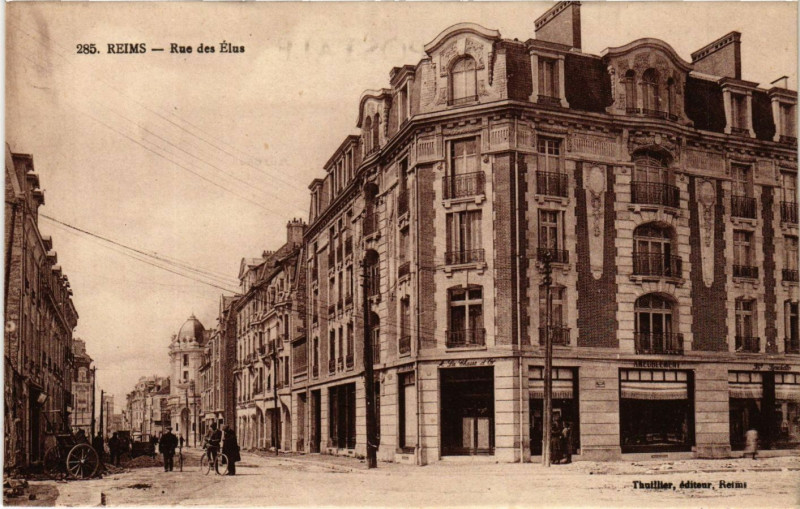 Carte postale ancienne Reims - Rue des elus à Reims