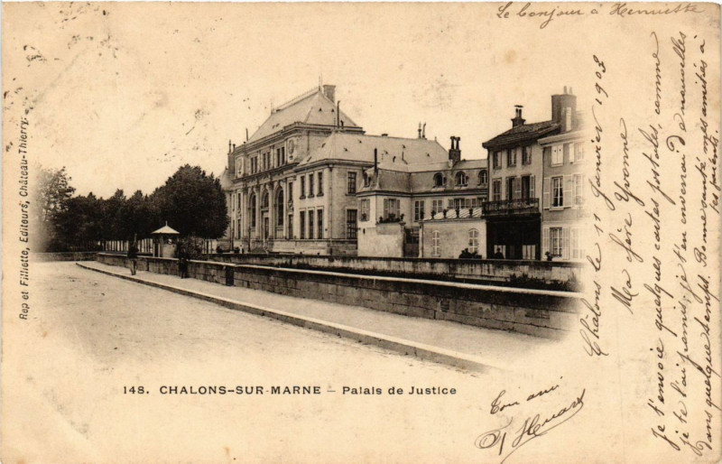 Carte postale ancienne Chalons-sur-Marne - Palais de Justice
