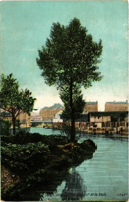 Carte postale ancienne Reims - Autdor de la Vesle à Reims