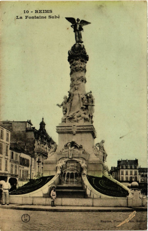 Carte postale ancienne Reims - La Fontaine Sube à Reims
