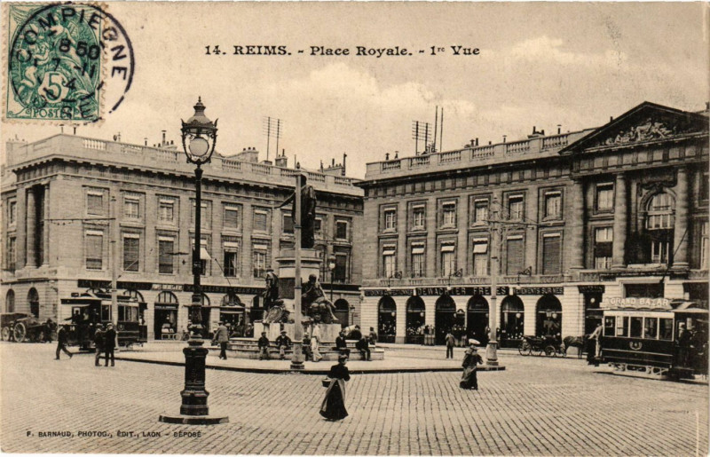 Carte postale ancienne Reims - Place Royale - 1er Vue à Reims
