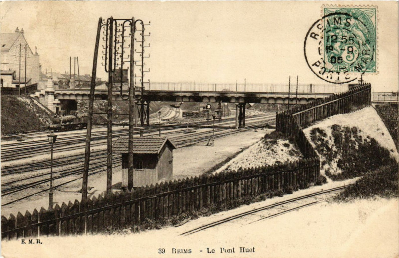 Carte postale ancienne Reims - Le Pont Huet à Reims