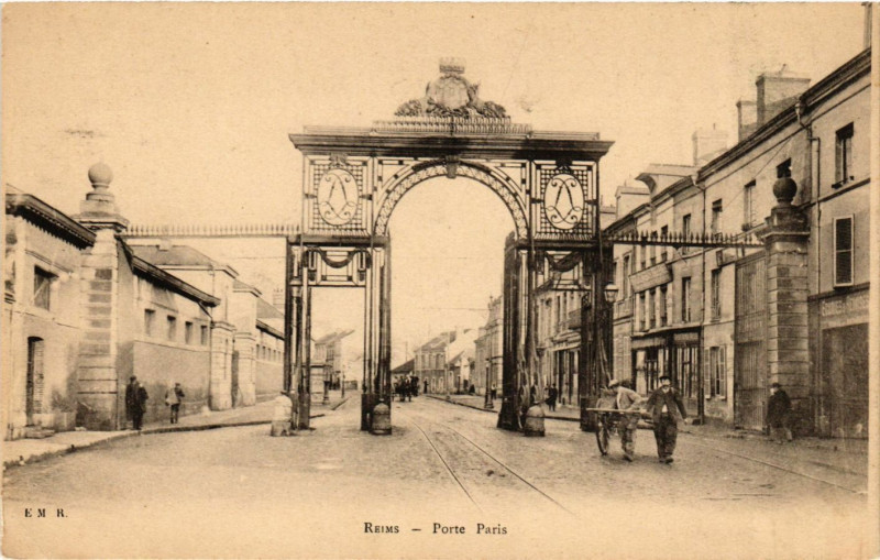 Carte postale ancienne Reims - Porte Paris à Reims