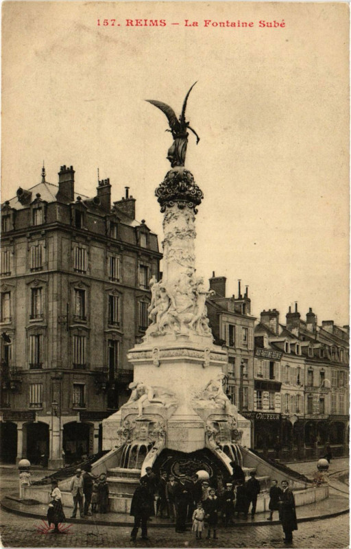 Carte postale ancienne Reims - La Fontaine Sube à Reims
