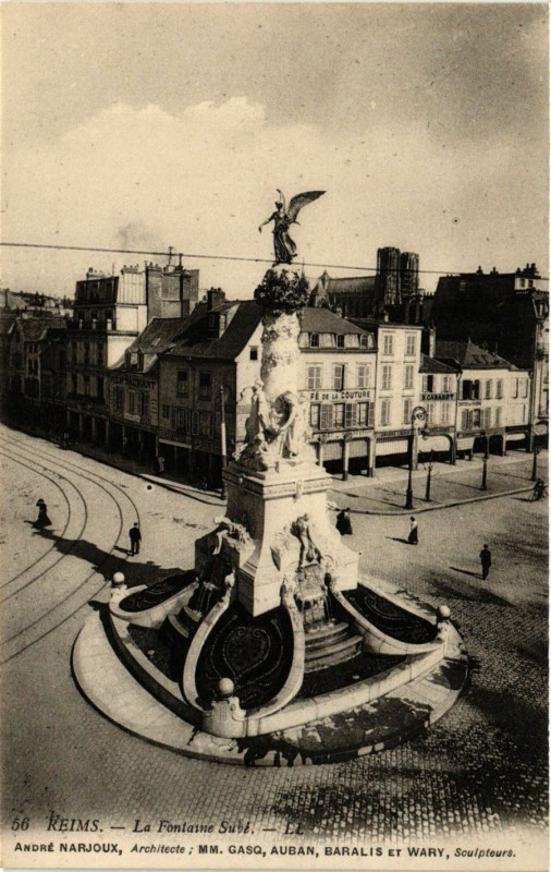 Carte postale ancienne Reims - La Fontaine Sube à Reims