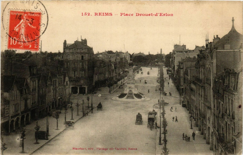 Carte postale ancienne Reims - Place Drouet-d'Erlon à Reims