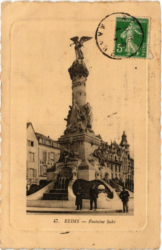 Carte postale ancienne Reims - Fontaine Sube à Reims