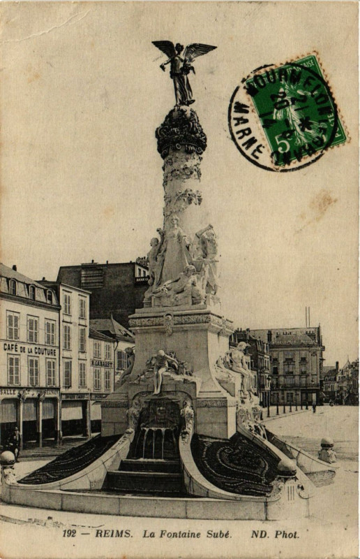 Carte postale ancienne Reims - La Fontaine Sube à Reims