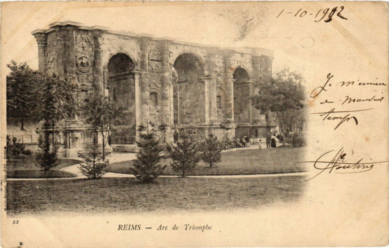 Carte postale ancienne Reims - Arc de Triomphe à Reims