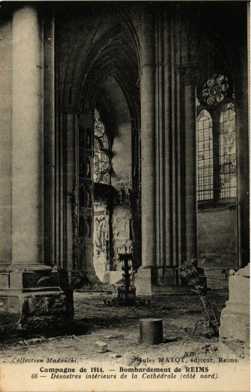 Carte postale ancienne Campagne de 1914 - Bombardement de Reims - Desastres interieurs de à Reims