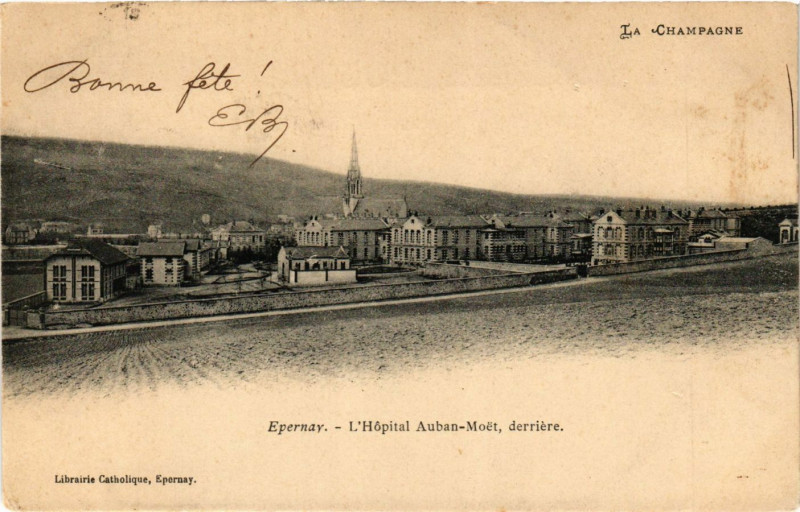 Carte postale ancienne Epernay - L'Hopital Auban-Moét derriere à Épernay