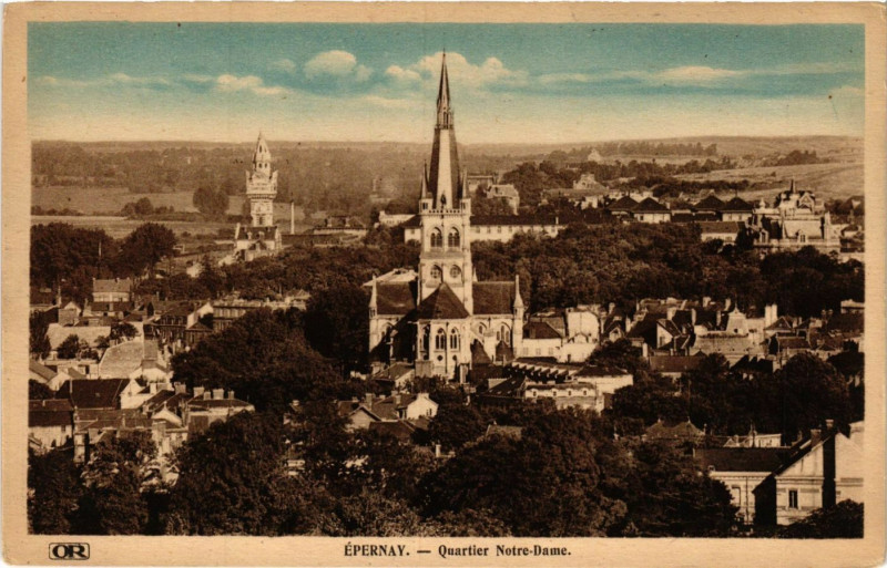 Carte postale ancienne Epernay - Quartier Notre-Dame à Épernay