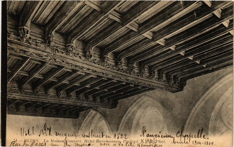 Carte postale ancienne Reims - La Maison Couvert Hotel Renaissance. Plafond à Reims
