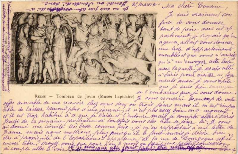 Carte postale ancienne Reims - Tombeau de Jovin (Musée Lapidaire) à Reims