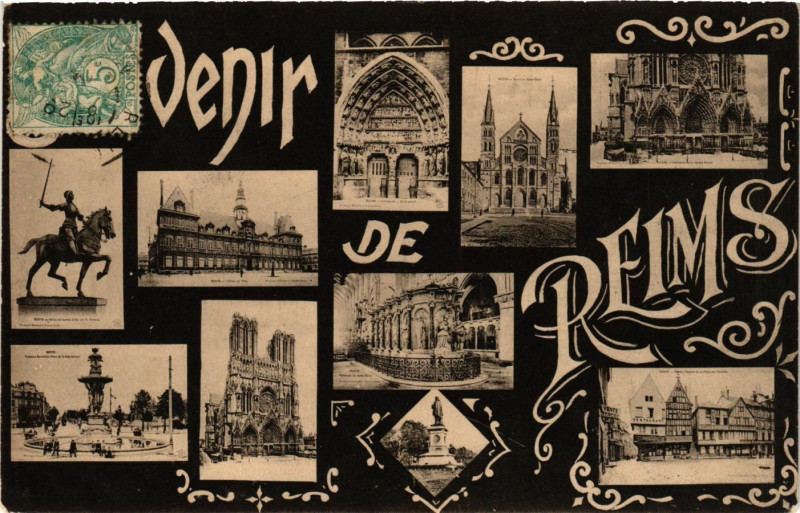 Carte postale ancienne Souvenir de Reims à Reims
